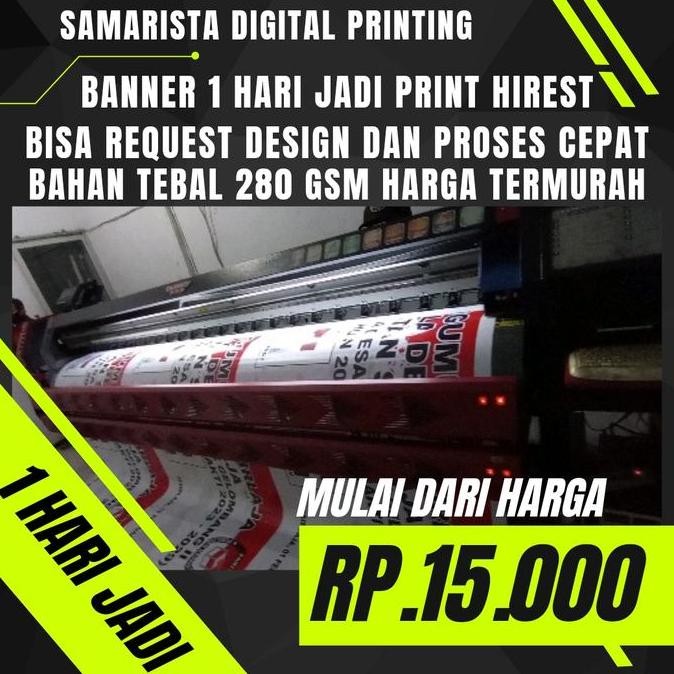 

Banner MURAH, 1 HARI JADI BISA REQUEST DESIGN, PRINT HIREST 280 GSM