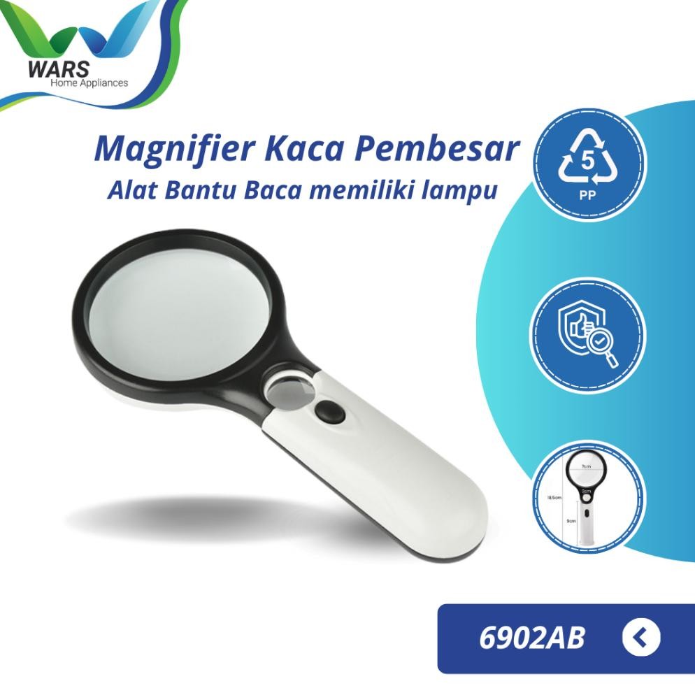 

READY STOK WARS Magnifier Kaca Pembesar Dengan Lampu Alat Bantu Baca Siap kirim