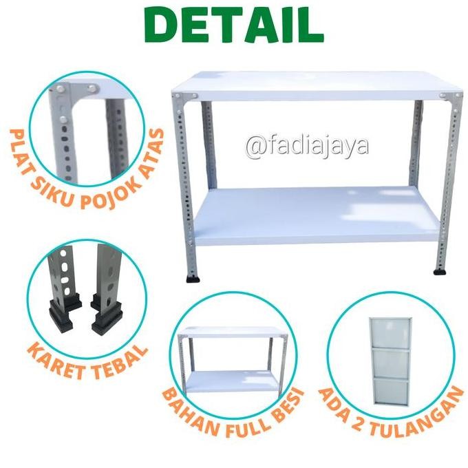 Rak Besi Meja Kompor 2 Tungku  Minimalis  Serbaguna Ambalan Putih