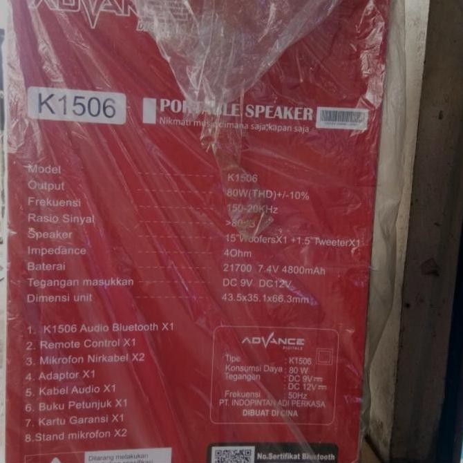 Advance Speaker Portable 15 Inch/Speaker Dorong Advance 15 Inch 2 Mic New Stok