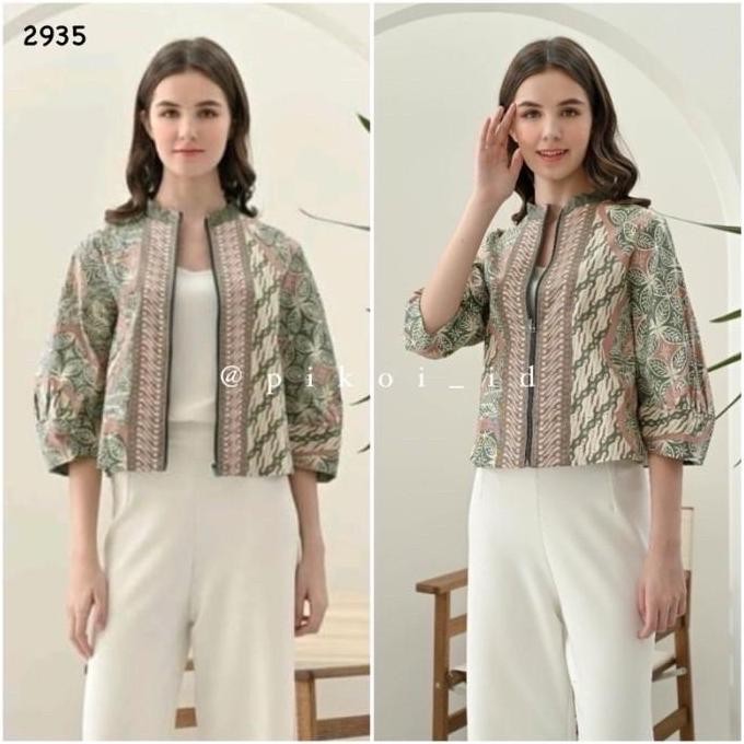 Tersedia Atasan batik wanita modern / seragam batik wanita / baju batik hijau