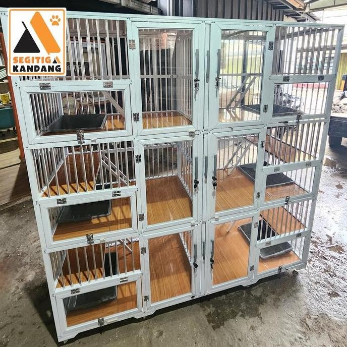 BEBAS ONGKIR - Kandang Kucing Aluminium 6 Pintu 3 Lantai