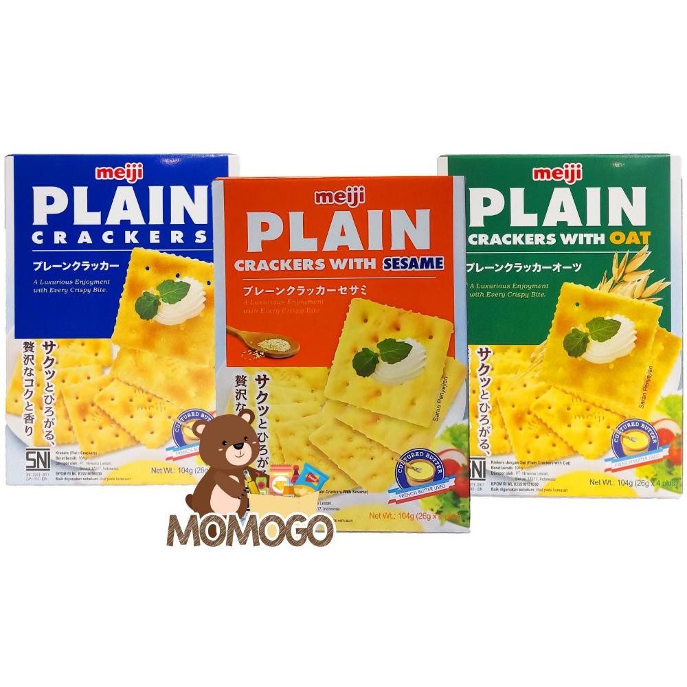 

PJ Meiji Plain Crackers / Plain Crackers with Oat / Sesame 104 Gr