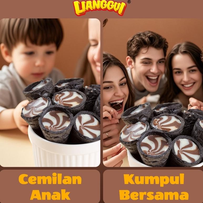 

PJ 240g Lianggui Chocolate Cones Halal Wafer Renyah Isi Cokelat Melimpah Cemilan Enak untuk Keluarga
