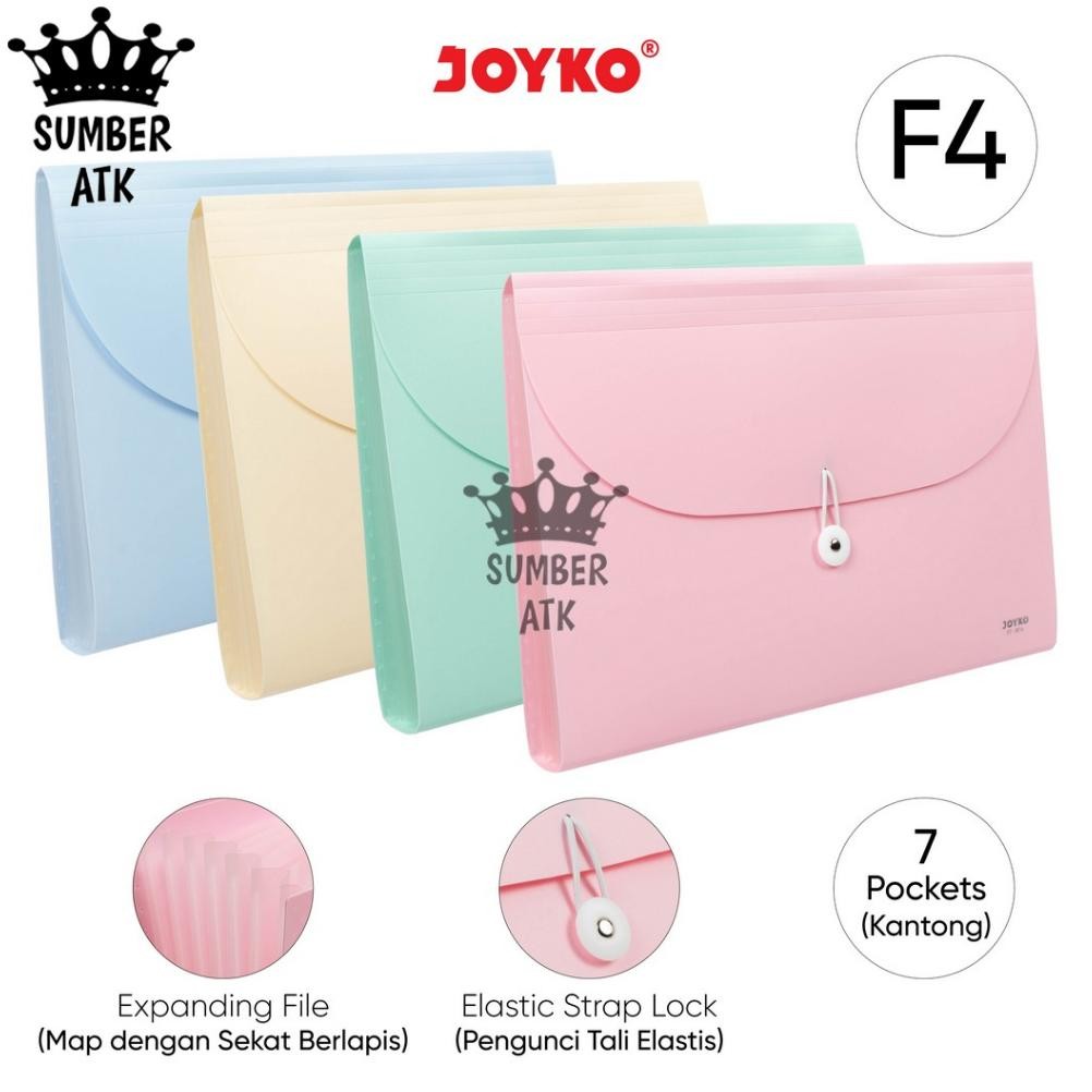 

Expanding File Map Harmonika Joyko EF-8F4 Pastel Color 7 Pocket F4
