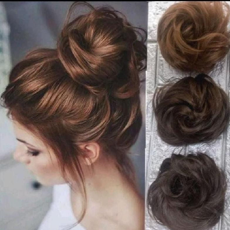 Ikat Rambut Wig Rambut Palsu Konde Cepol Rambut Bervolume Untuk Pesta Karet Rambut Palsu Wig Cepol A