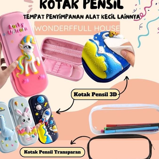

KOTAK PENSIL TRANSPARAN TEMPAT PENSIL 3D ANTI AIR PENYIMPANAN PENSIL