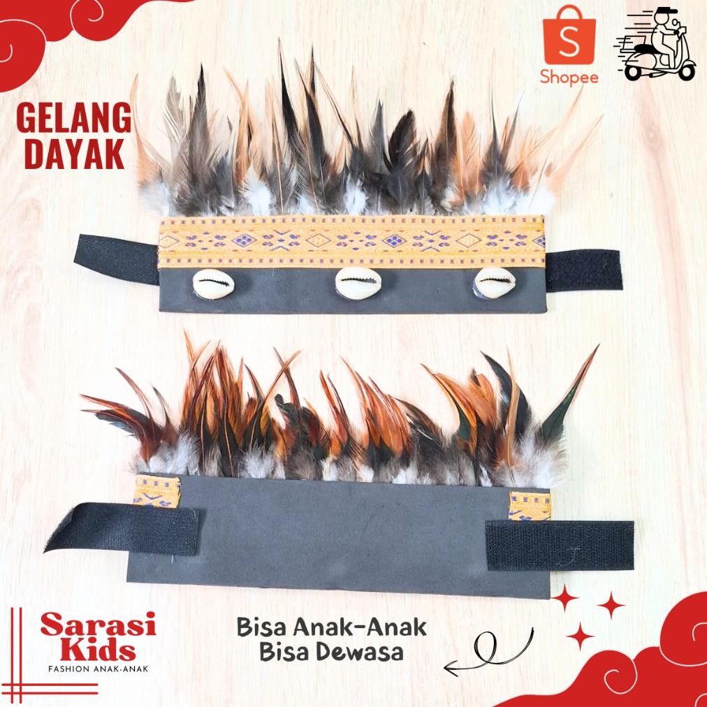 Aksesoris bulu dayak  gelang bulu dayak tangan dan kaki bulu adat dayak bulu ayam tangan dan kaki ad