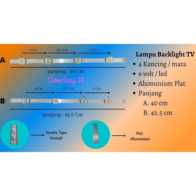 BACKLIGHT TV LG 42 INC 42LN / 42LA LAMPU BL LED 8 K 6V 8 MATA 6 VOLT