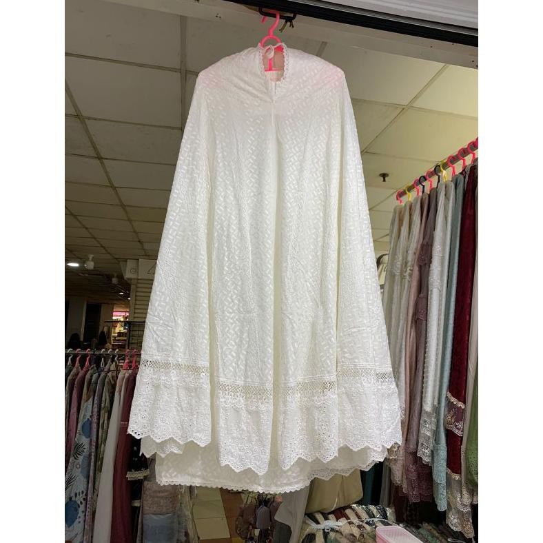 Special Sale tg-342 KU09 Cuci Gudang (KATUN RUBIA) MUKENA KATUN ADEM FULL BORDIR RENDA PREMIUM PUTIH