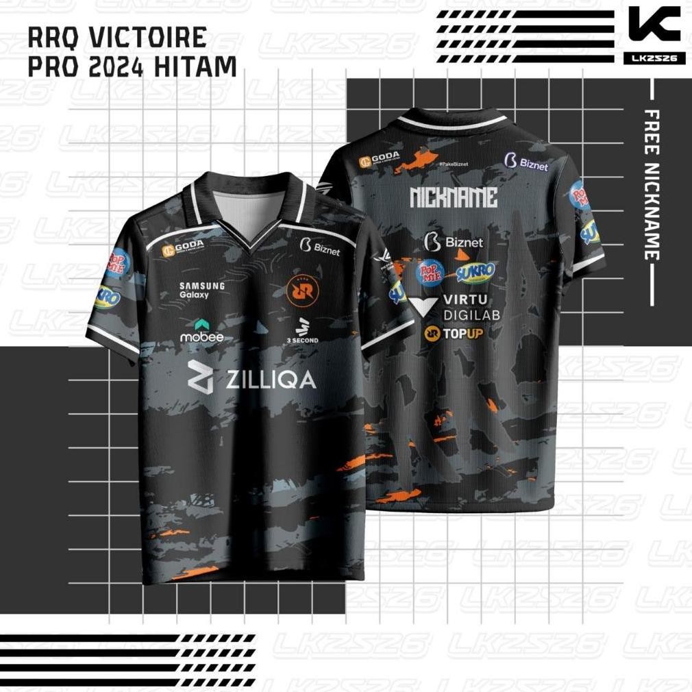 (Terbaru) Jersey E-Sport RRQ Kingdom Victoire Pro Hitam 2024 Full Print (Terlaris)