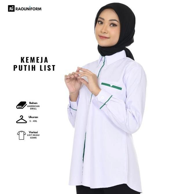 Tersedia Kemeja putih lengan panjang/Seragam kerja kantoran/Baju kerja pria dan wanita/Seragam kerja