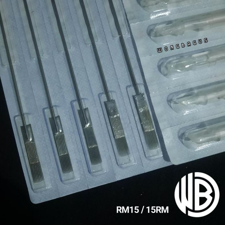 15RM + 15FT / RM15 + FT15 Sepasang Jarum + Disposable Tips / Dispotip Untuk Shading Arsir Blok Selem