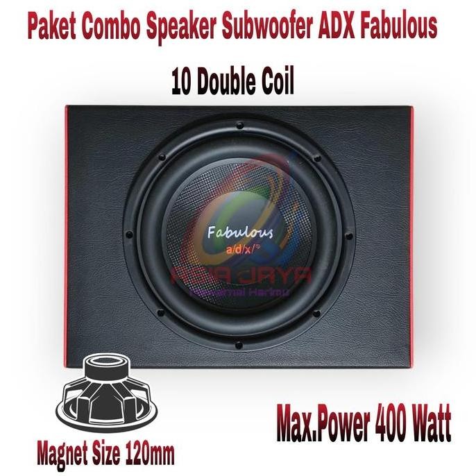 Murah Paket Combo Speaker Subwoofer Adx Fabulous 10 Inch Double Coil Plus Box 10 Inch Dan Tutup 10 I