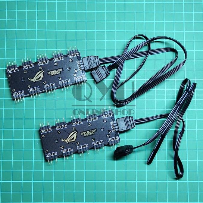 ready Fan Hub Splitter RGB 3pin / 4pin up to x10 Led Strip Kipas Casing PC