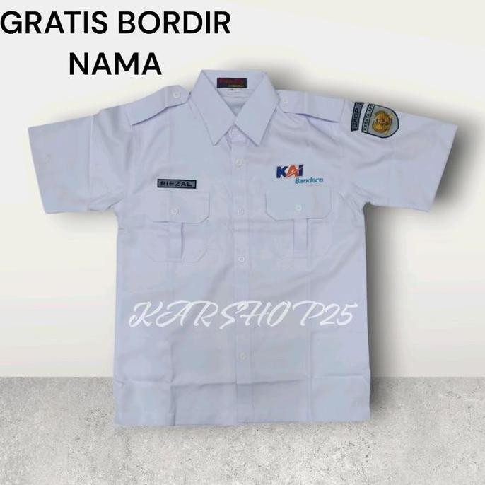 Tersedia KEMEJA KAI BANDARA TERBARU SERAGAM R6 PUTIH KAI BANDARA ATASAN BAJU KAI BANDARA SERAGAM PDH