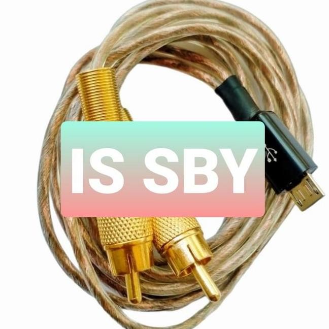 KABEL MIXER AUDIO 1 METER JACK RCA MALE CABANG TO MICRO USB