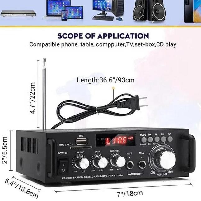 BT-298A HOME DIGITAL AMPLIFIERS AUDIO DISPLAY 300W+300W DIGITAL HIFI AUDIO STEREO POWER AMPLIFIER 2 