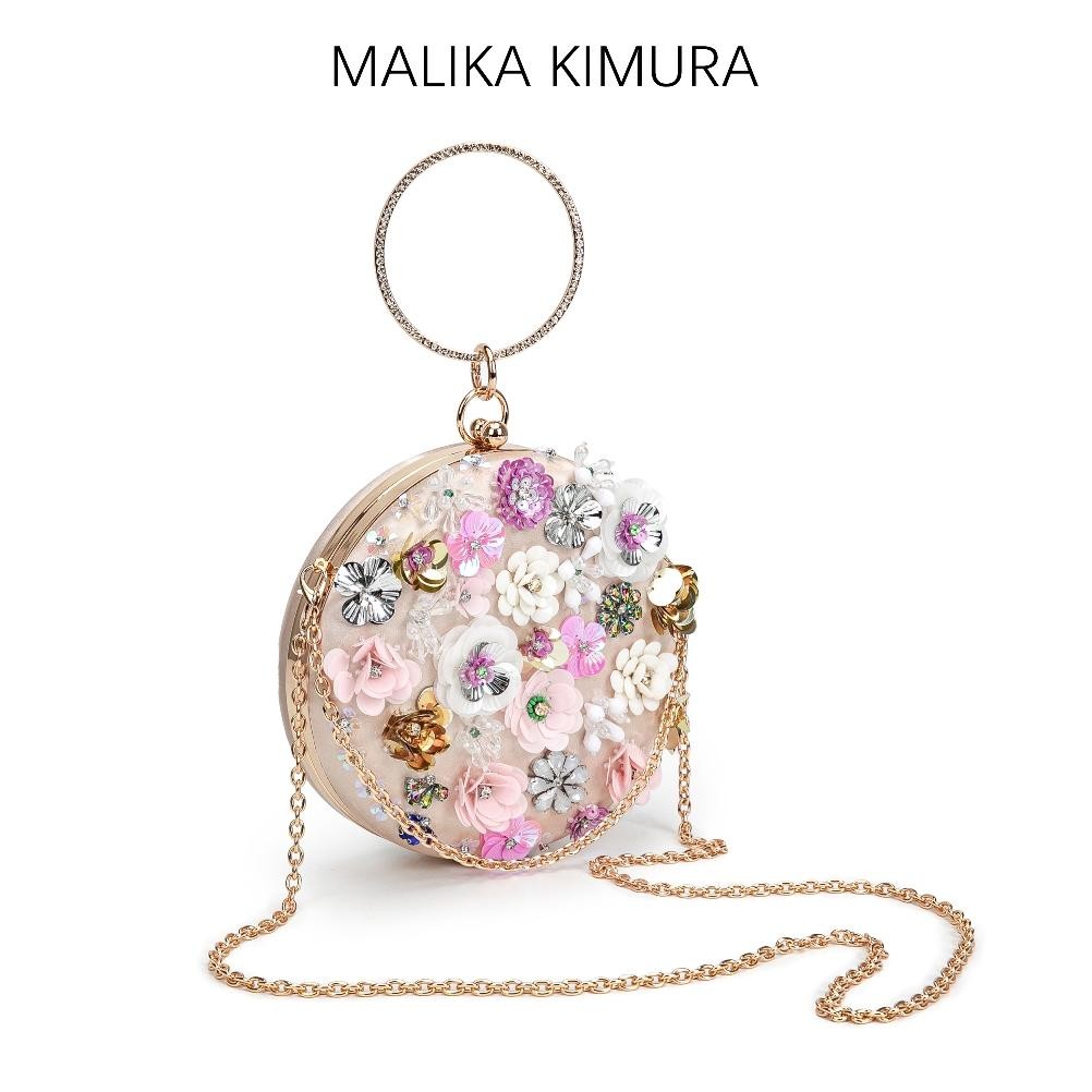 Malika Kimura - Tas Tangan Bunga Bulat Wanita / Tas Fashion Wanita Bunga / Tas Makan Malam / T As Pe