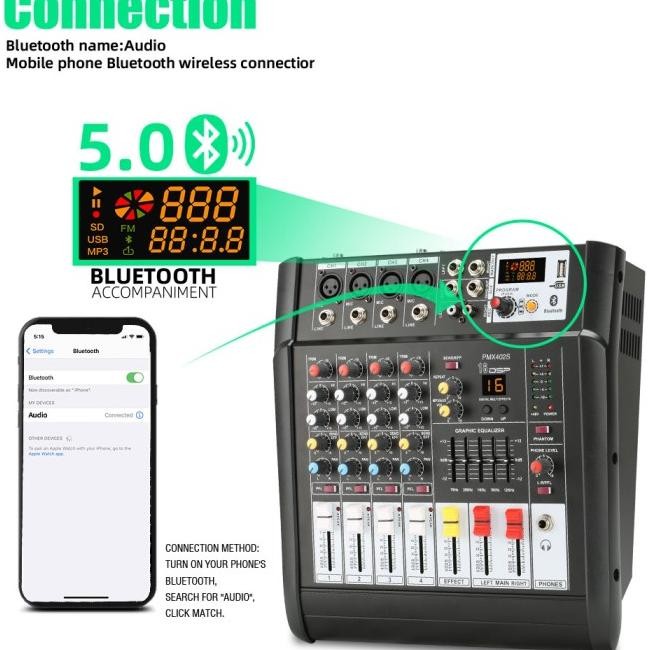 MIXER AUDIO PROFESIONAH PMX402D/PMX402S 4 SALURAN DENGANEFEK 16DSP