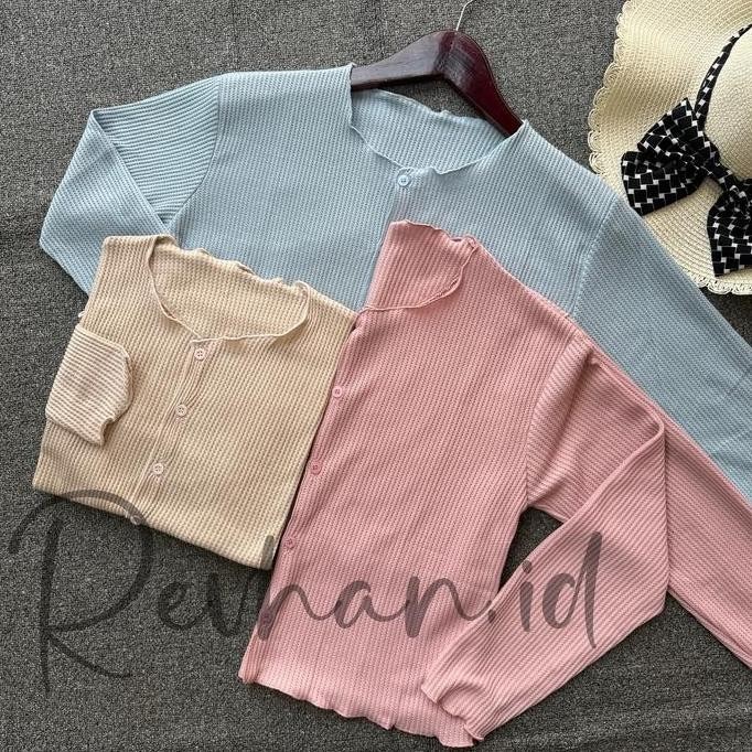 (Expert) Cardigan Crop Top Rajut / Crdigan Rajut Wafle Crop Top Lengan Panjang / Crop Top Kriwil Baj
