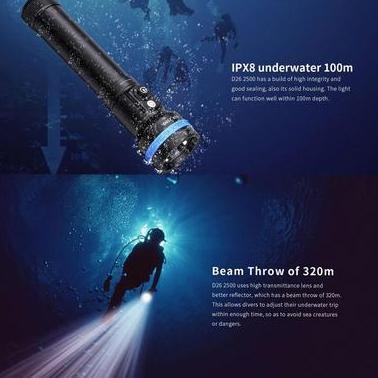 Senter Selam Diving Waterproof Led Cree Xhp50.2 2500 Lumens Xtar D26