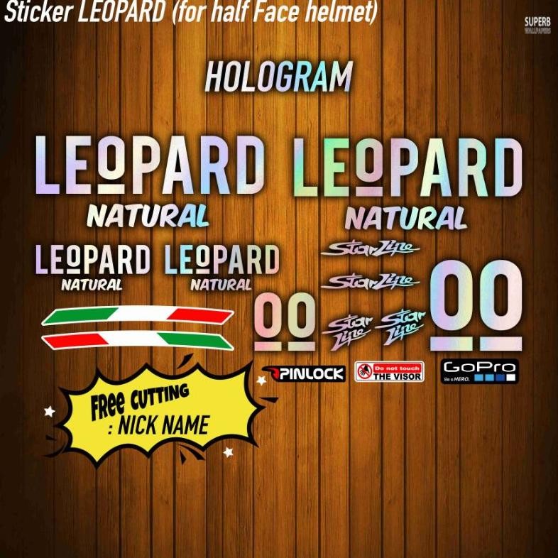 STICKER LEOPARD HELMET HALF FACE KYT NJS RSV ASLI