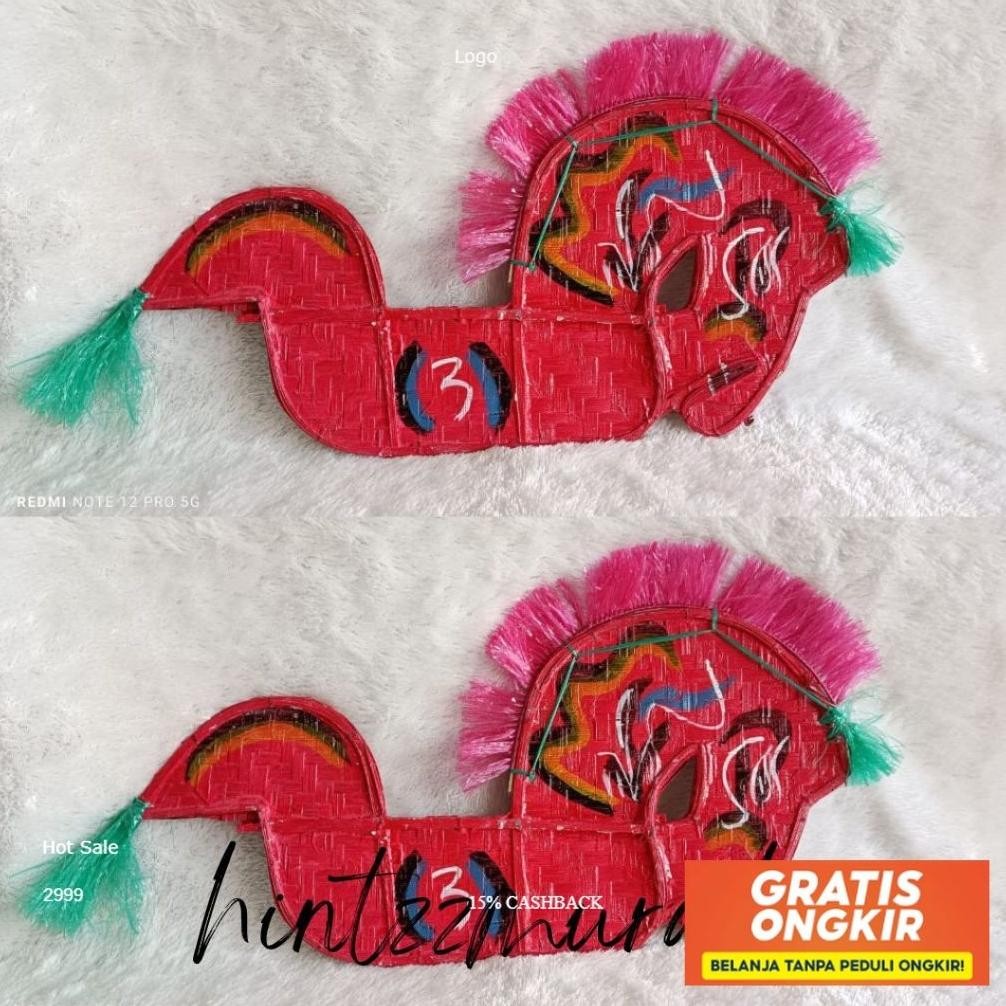 Kuda Kepang Anak Warna Merah Putih Hitam / Jaran Kepang / Jaranan / Kepang Anak / Kuda Lumping Anak 