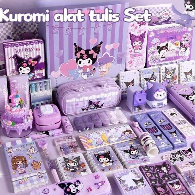 

NEW CODKuromi Kotak Hadiah Mewah Alat Tulis Set Sanrio Tempat Pensil Buku Catatan Hadiah Ulang Tahun Anak Perlengkapan Sekolah Set Alat Tulis Kuromi Stationery