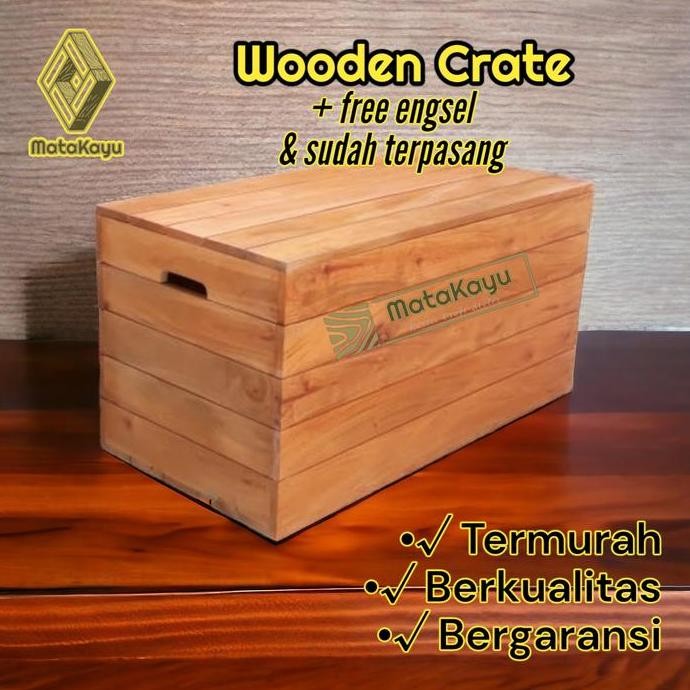 

Terlaris Wooden Crate Kotak Peti Kayu Tutup Storage Box Penyimpanan Serbaguna 3