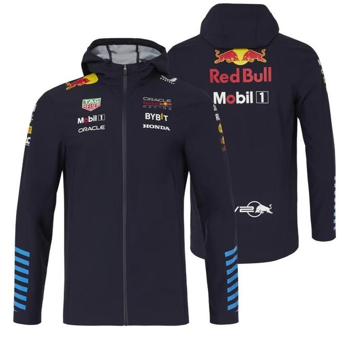 Red Bull Racing F1 2024 Unisex Rain Jacket. Jaket Hujan Pria Wanita