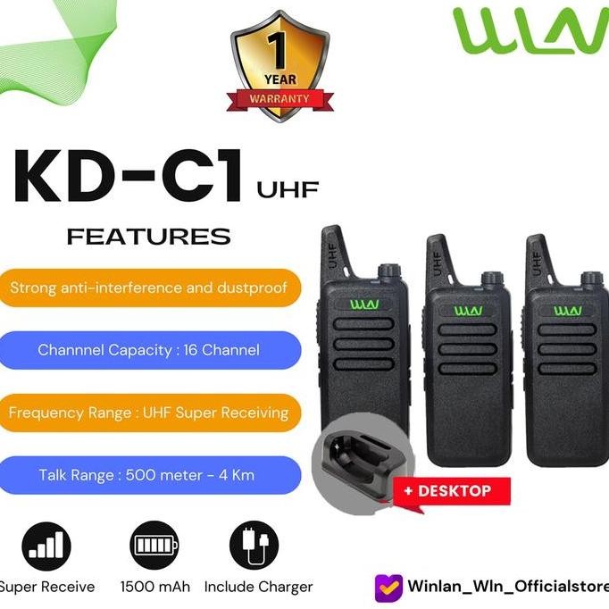 Sale Wln Winlan Ht Walkie Talkie Kd-C1 Uhf ( 3Pcs ) + Dekstop