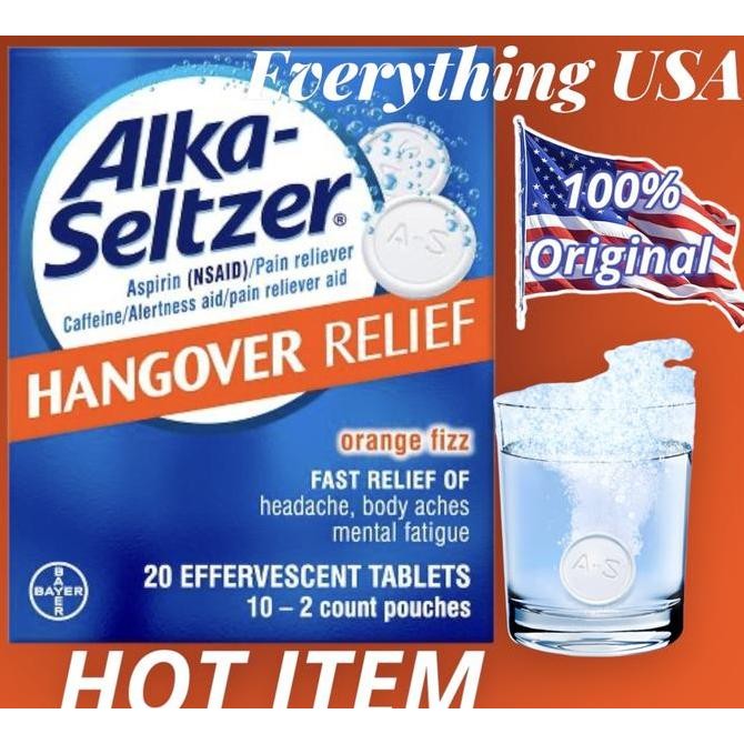 

BEBAS ONGKIR - Alka Seltzer Hangover Orange Fizz Fast Relief 10 Pouches 20 Tablets