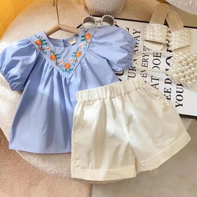 Tersedia BABYHOKI STORE Usia 7 8 9 10 Tahun Baju Anak Tanggung Cewek [363648] - Setelan Blouse Celan