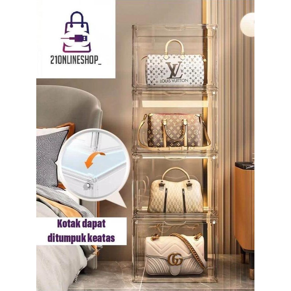 

Terlaris Box Tas Acrylic Akrilik Tempat Tas Bag Display Bag Storage Box Penyimpanan