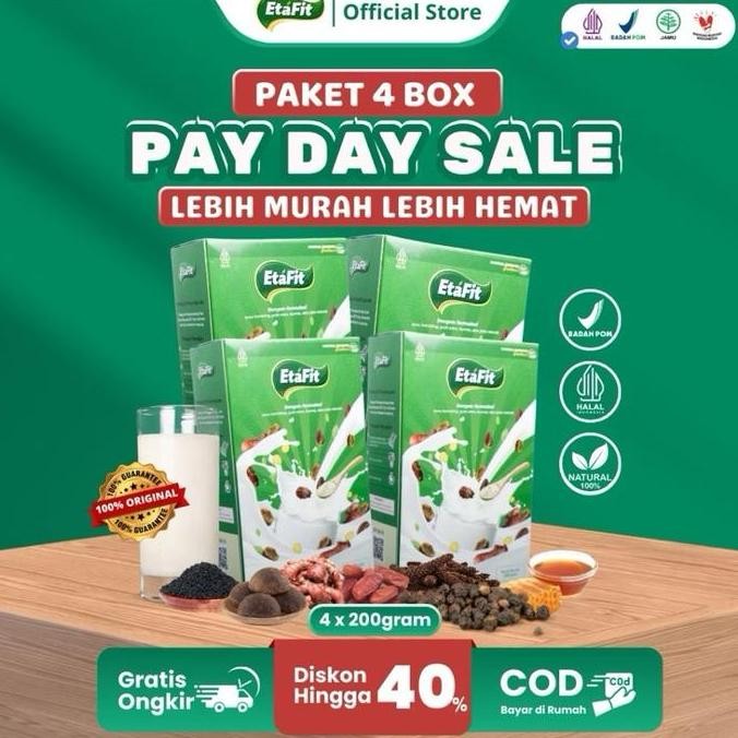 

ETAFIT - Solusi Masalah Batuk, Asma & Pernafasan - Susu Kambing Etawa Bubuk Asli 100% Murni Original Bahan Herbal Bubuk Gula Aren Jahe Merah Dairy Milk - PAKET 1 BOX