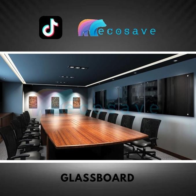 

TERBARU - Blackboard Kaca Magnetic Glassboard Hitam Papan Tulis Gantung EcoSave
