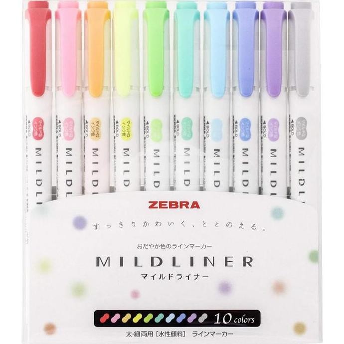 

TERBARU - Zebra Mildliner Dual Sided Highglighter Set of 10 Color