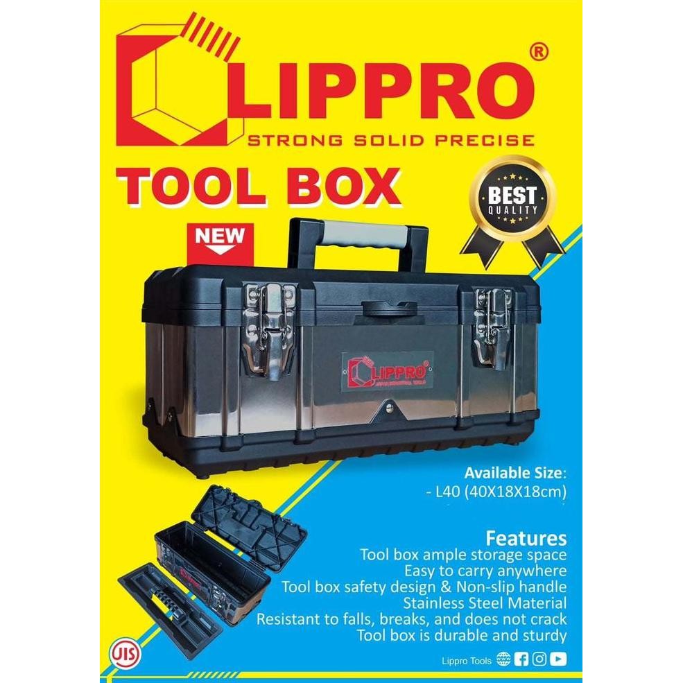

Terlaris Lippro L40 40X18X18Cm Tool Box Besi Stainless Kotak Perkakas Storage