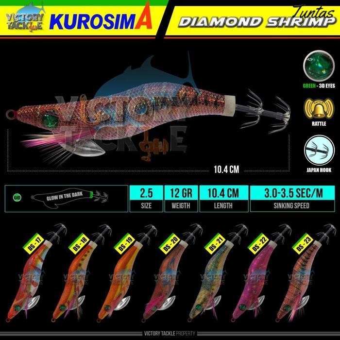 Promo Umpan Pancing Squid Jig Kurosima Diamond Shrimp Size 2.5 Ds17 - Ds23