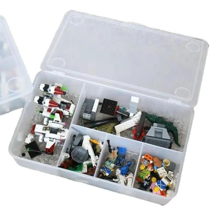 

Terlaris A923 - Kotak Penyimpanan Mainan Bricks Alat Tulis 5 Sekat - Organizer Box Plastik Tebal Dengan Tutup