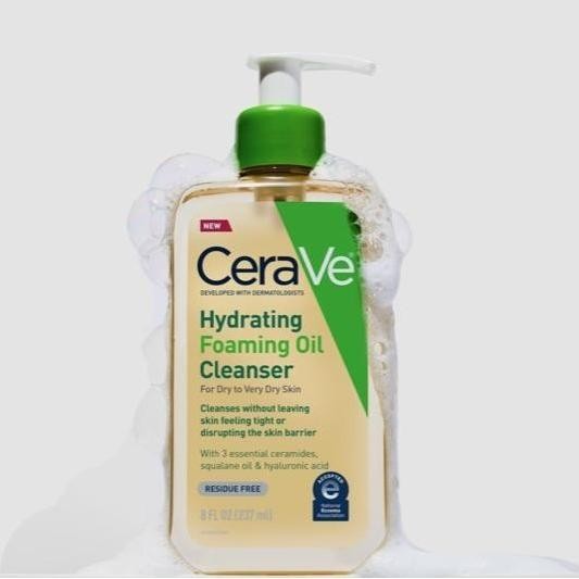Cerave Hydrating Foaming Oil Cleanser Wash Squalane Hyaluronic Cerami