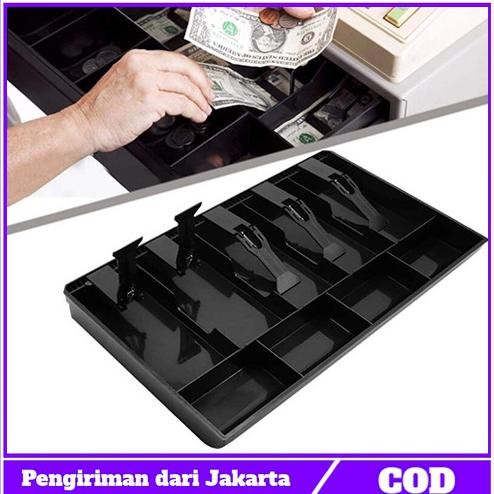 

Terlaris 4 Kotak Koin Laci Kasir +5Grid Tempat Uang Penyimpanan Cash Drawer