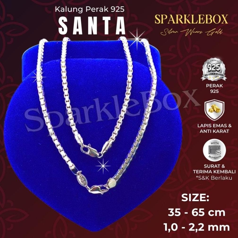 sfI Kalung Perak Asli - Kalung Perak Pria - Kalung Perak - Kalung Santa - Sparkle Box AST
