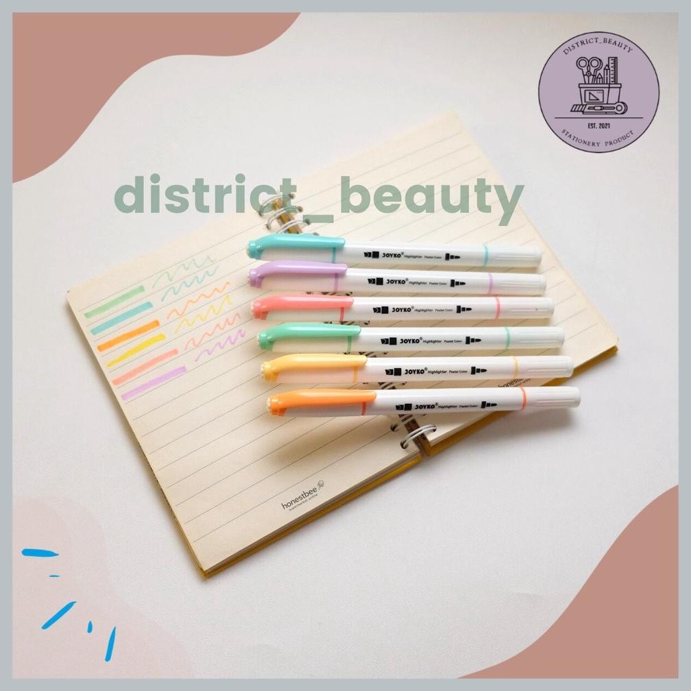 

HIGHLIGHTER DUA SISI PASTEL JOYKO HIGHLIGHTER SATU SET ISI 6 PCS
