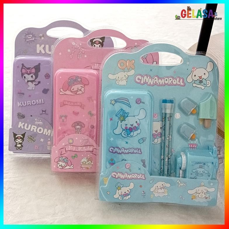 

Gelasa Alat Tulis Stationery Set Cinnamoroll Kuromi Melody Gift Set 9in1 6produk