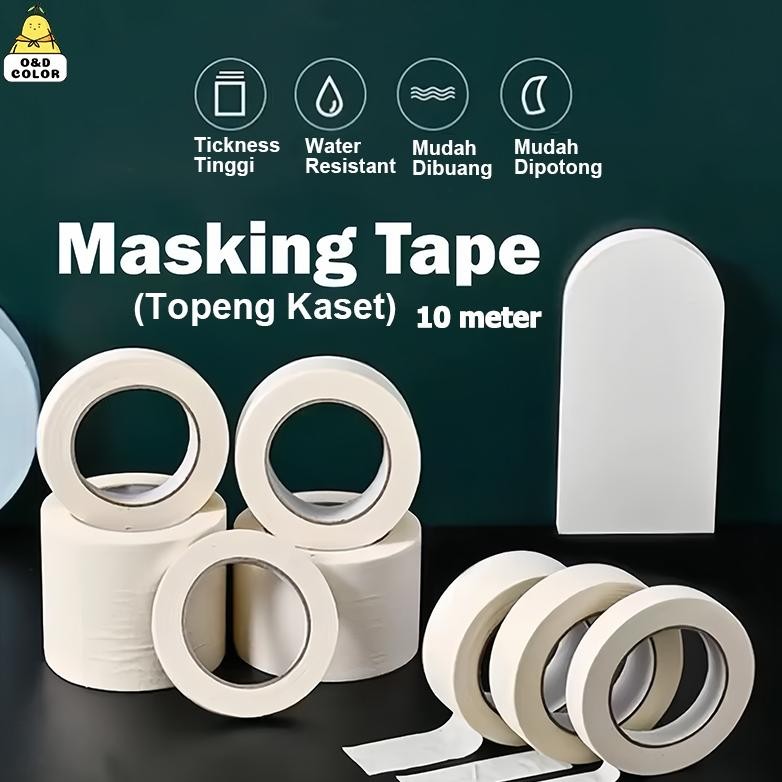 

Masking Tape Lakban Kertas Kertas Tahan Air Tape Masking Untuk Lukisan Per Pack 1inch/6pcs 3/4inch/8pcs 1/2inch/12pcs 10meters AST