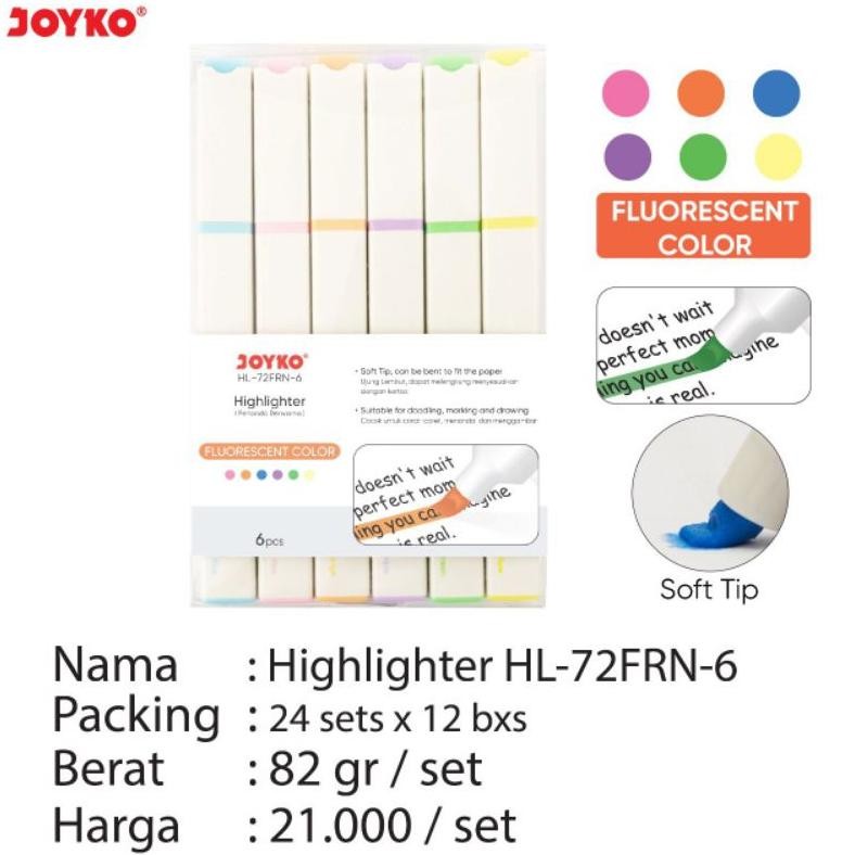 

highlighter HL-72 FRN-6 ( 6 warna ) harga /set 6 warna