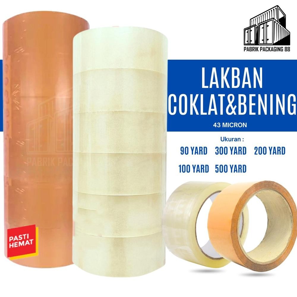 

1 SLOP / 6PCS Lakban Bening Coklat 2 Inch 90 100 200 300 500 Yard Plakban Bening Coklat 45MM 2 Inci 1 Slope AST