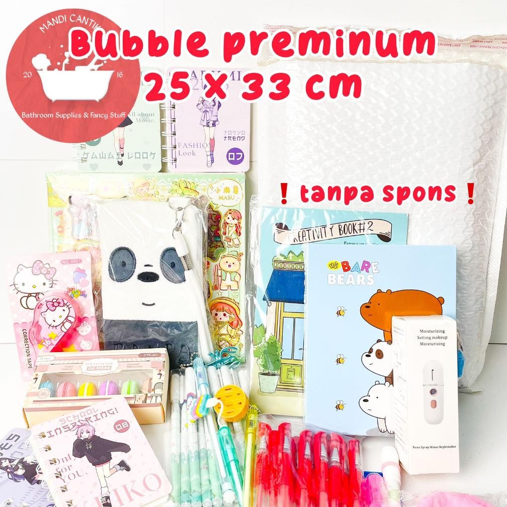 

(Tanpa Spons) Paket alat Bubble PREMIUM 25 X 33 CM Mandicantik isi pulpen pena pen alat tulis kantor sekolah Reseller Sticker correction tape kado unik hadiah lucu BISA COD